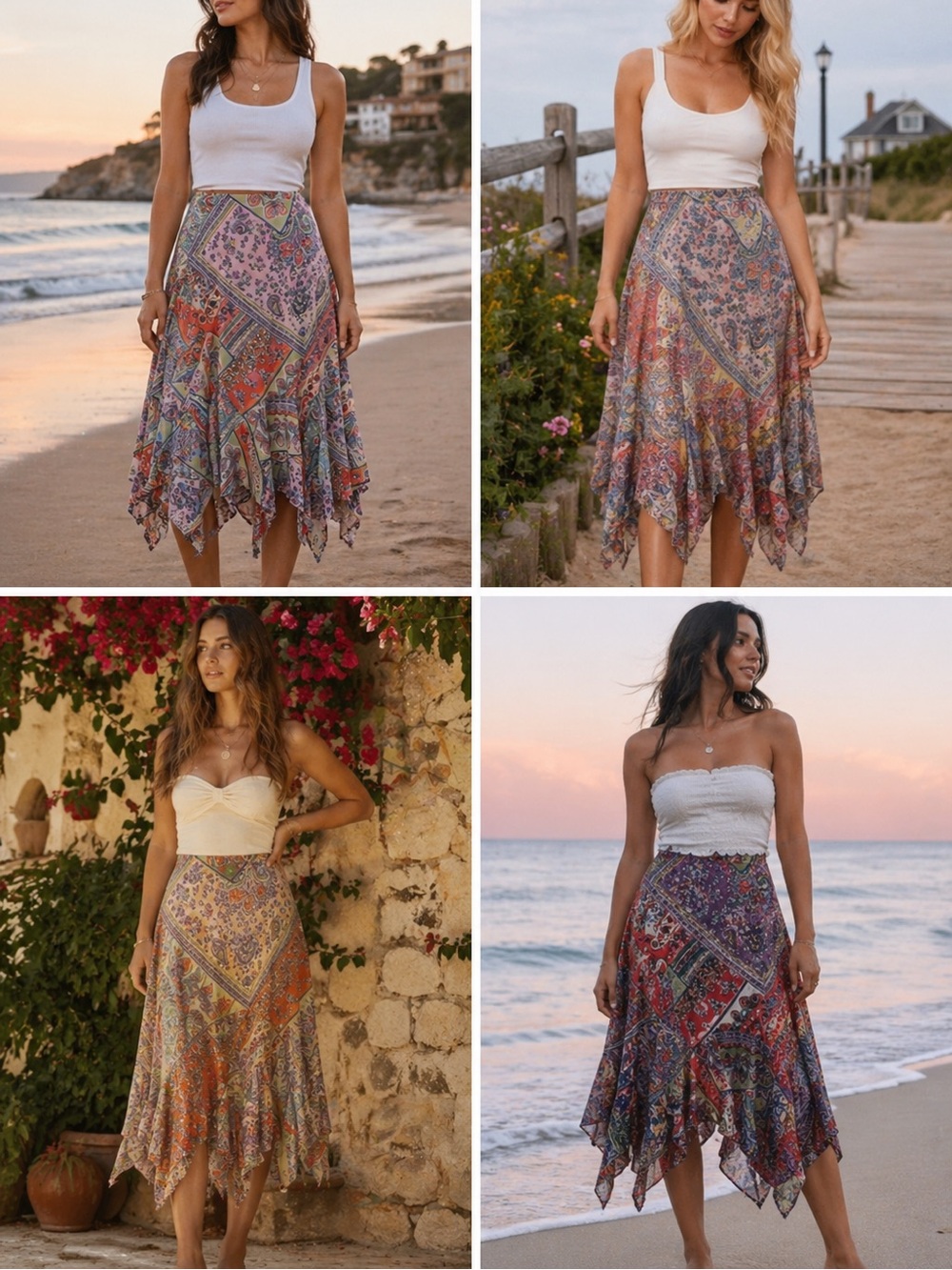 American Living Asymmetrical Patchwork Skirt - Multicolor